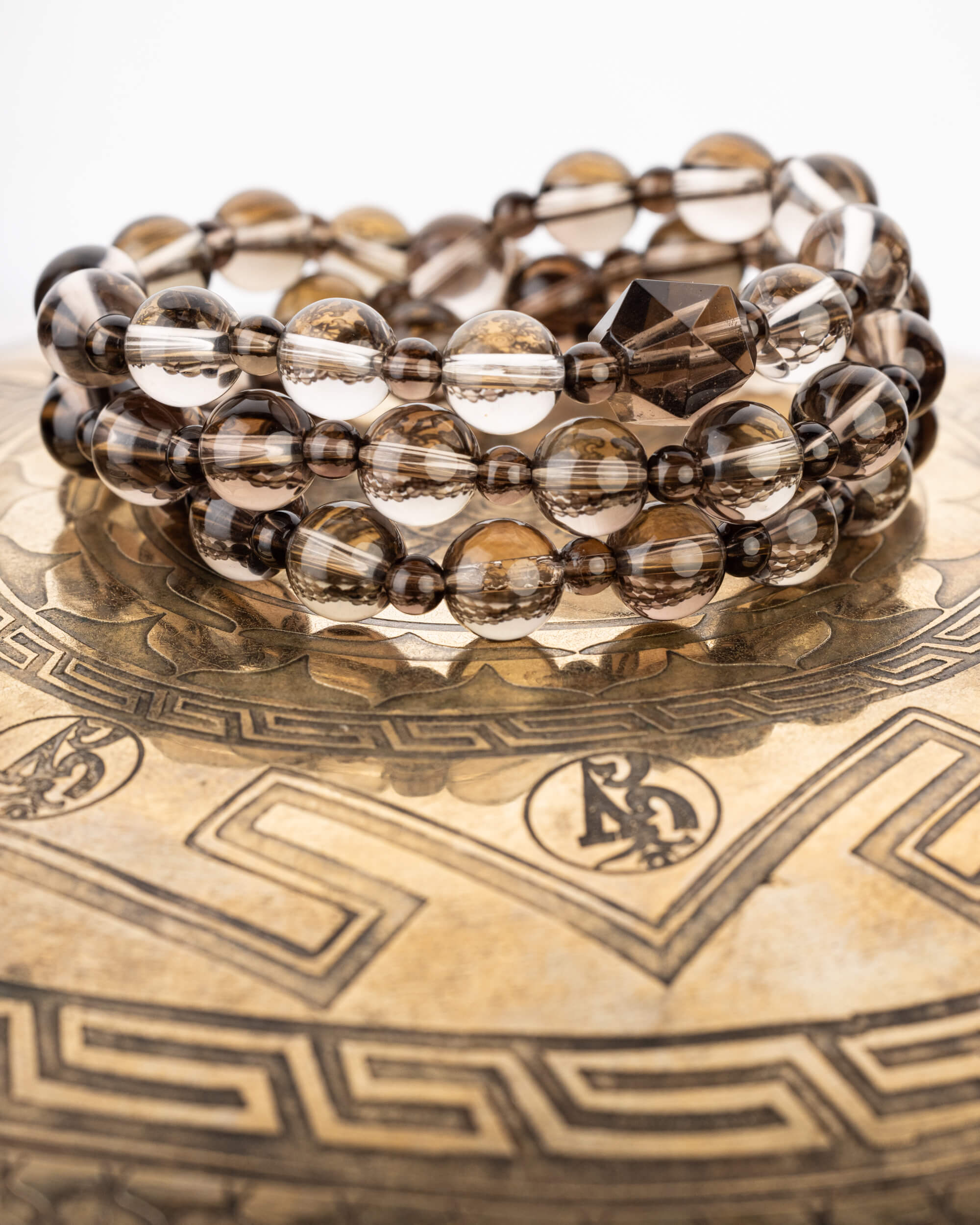 Codificador Collar Cuarzo Ahumado "Ancla de Tierra" 48 cm - Estabilidad (Agesta)