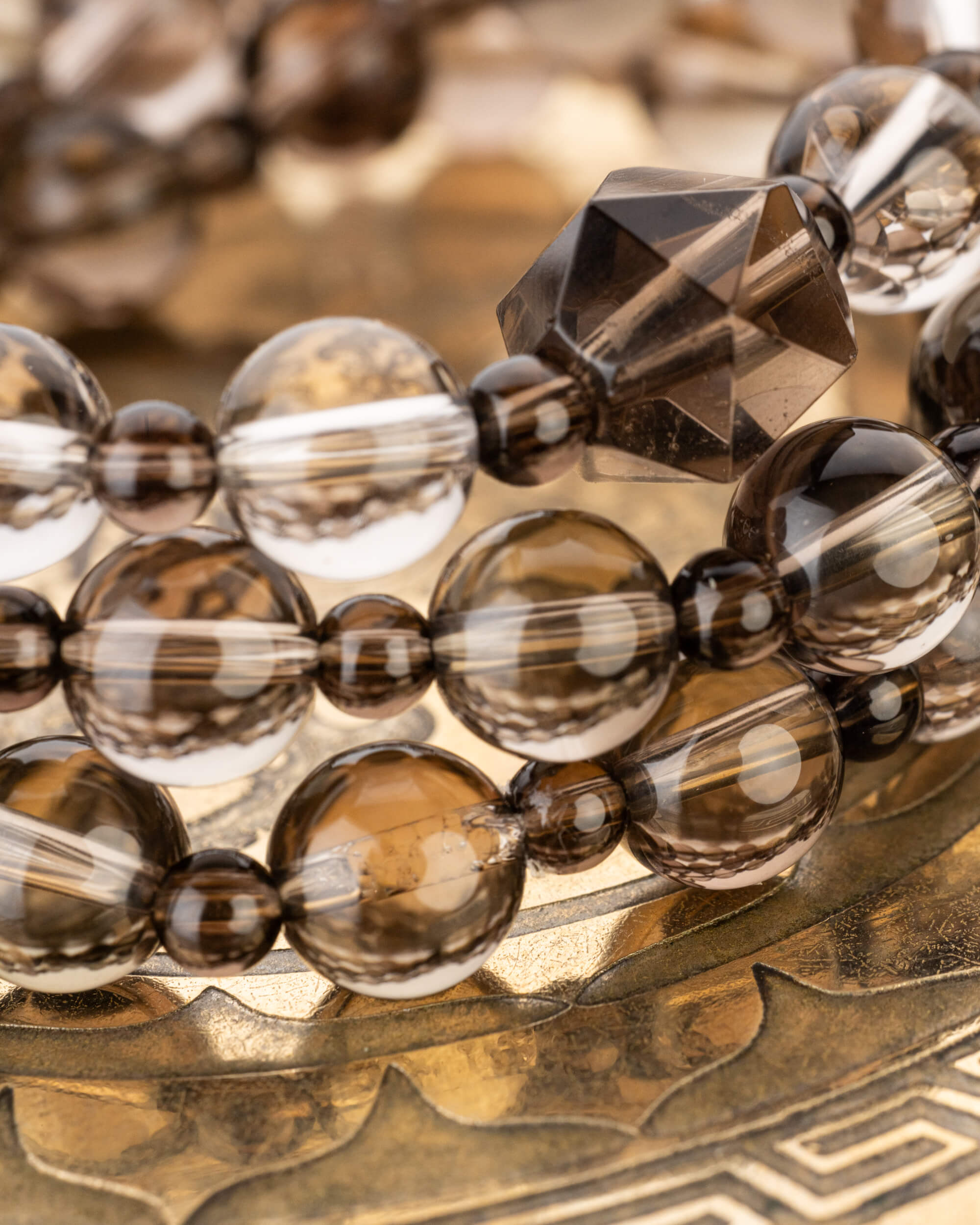 Codificador Collar Cuarzo Ahumado "Ancla de Tierra" 48 cm - Estabilidad (Agesta)