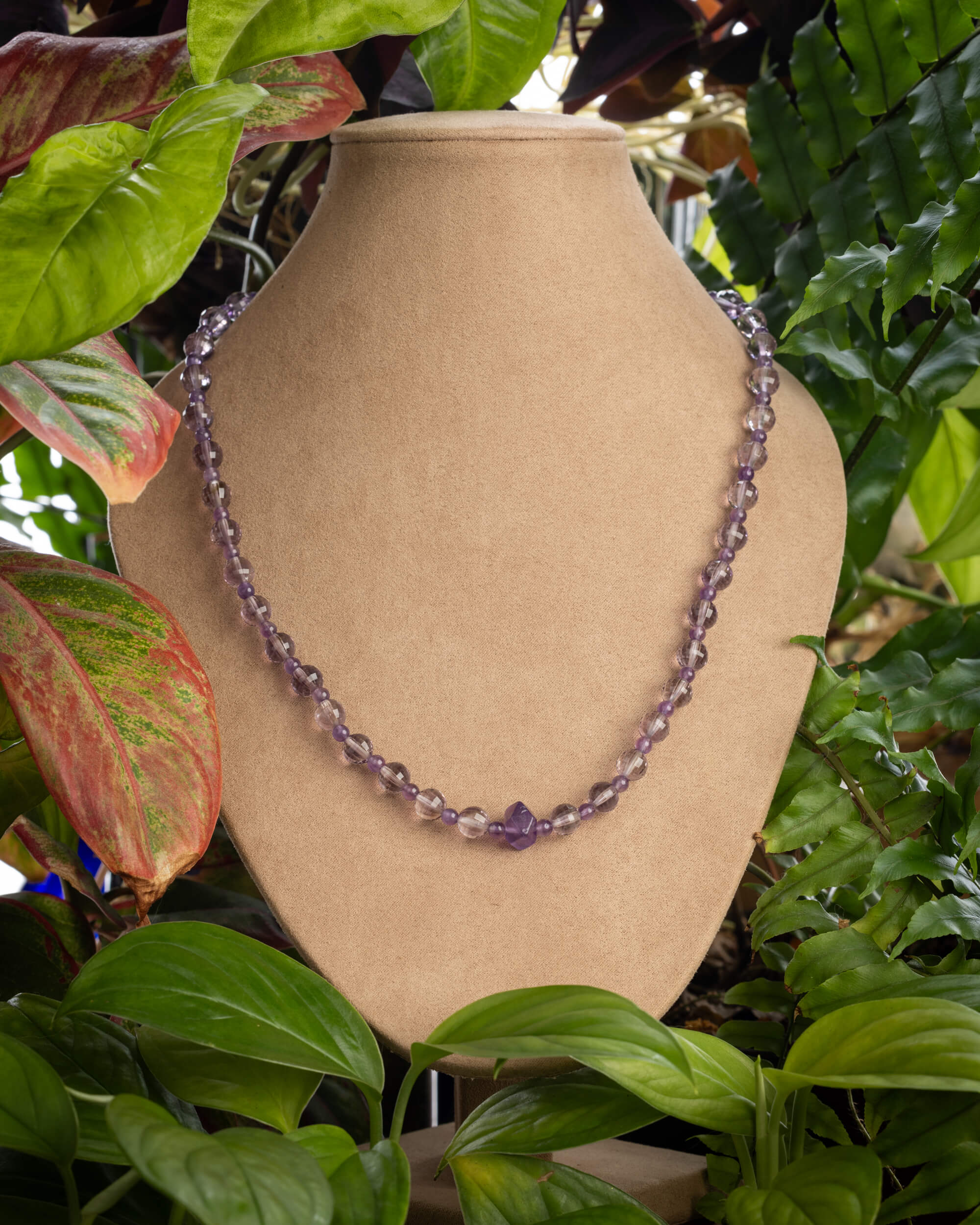 Codificador Collar "Llama Violeta" Facetada 48 cm - Transmutación (Agesta)