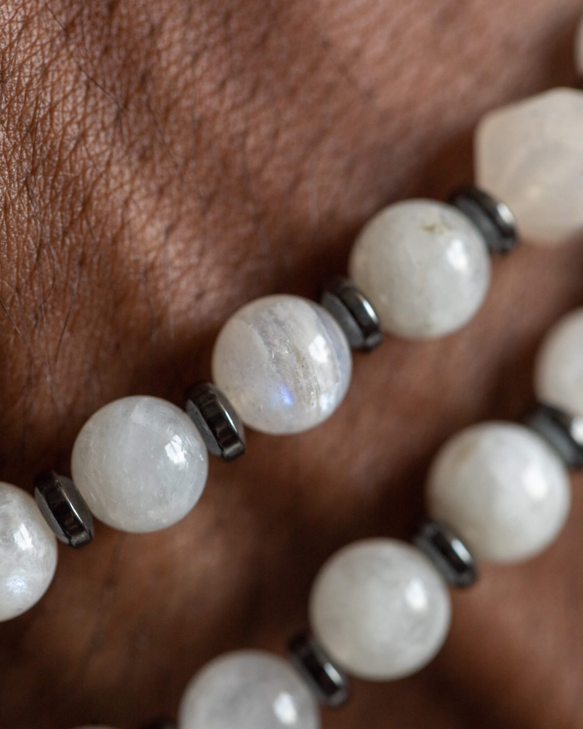 Codificador Collar Piedra Luna y Hematita 35/38 cm - Ritmo Anclado (Agesta)