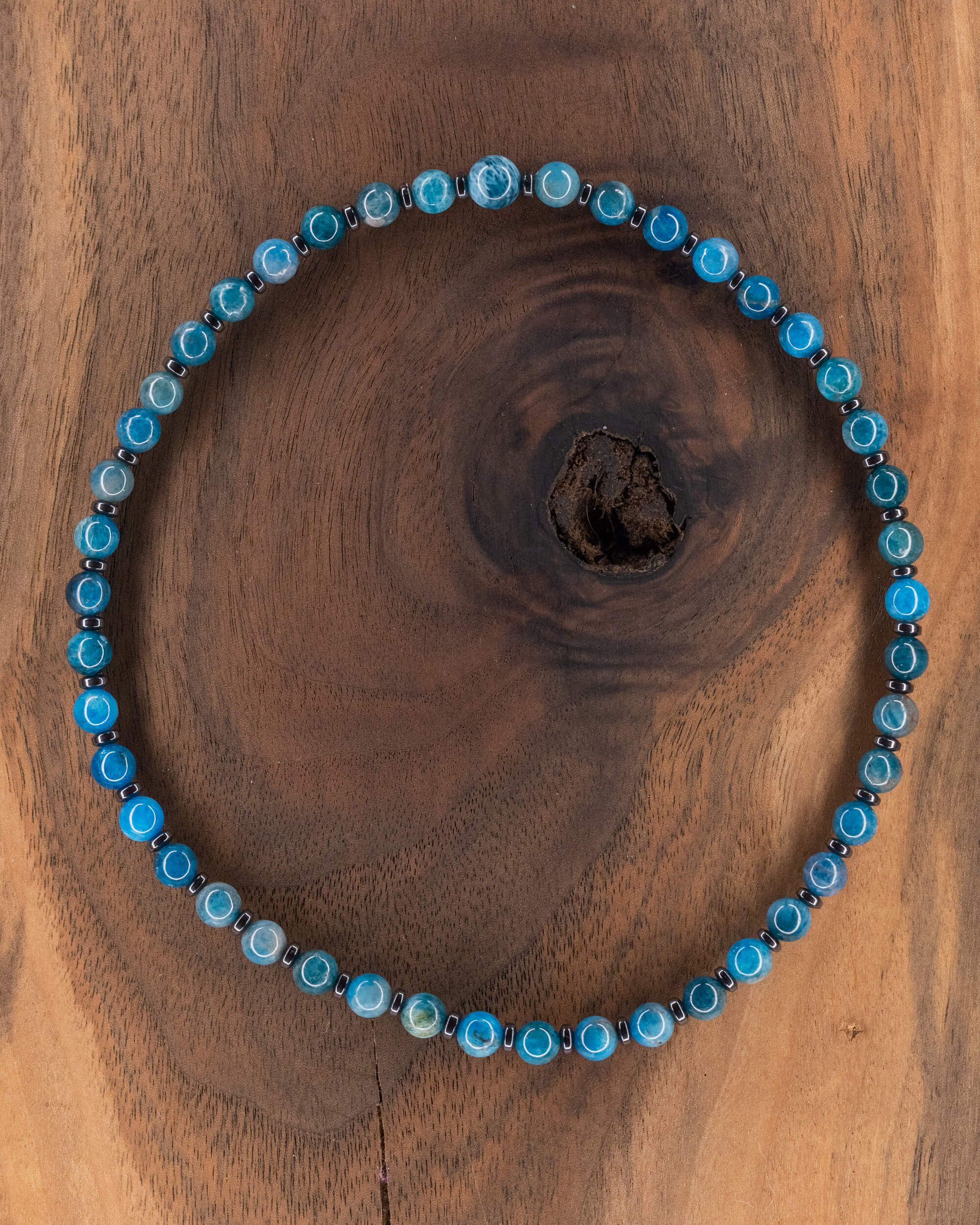 Codificador de Apatita Azul y Hematita (34 y 38 cm)