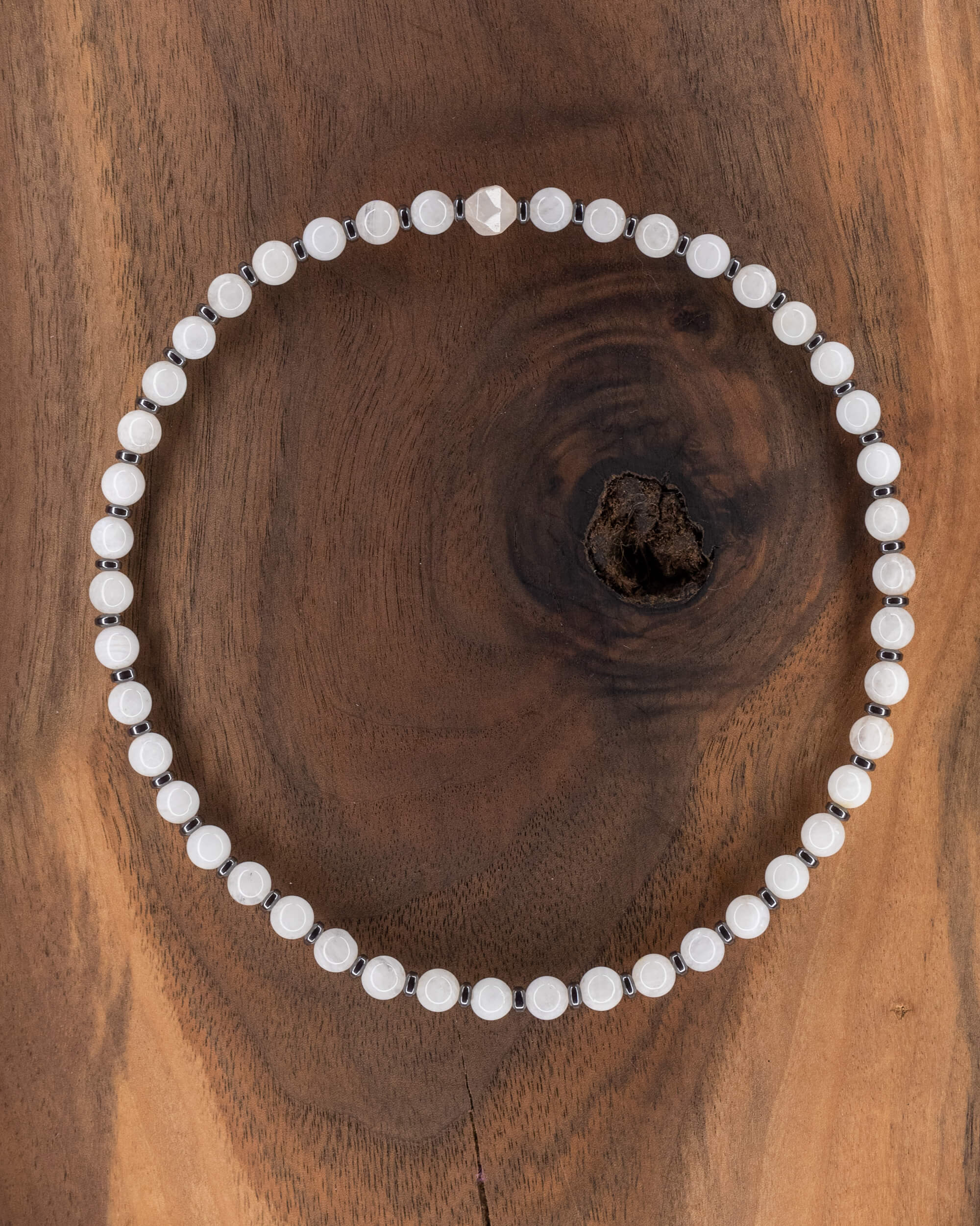 Codificador Collar Piedra Luna y Hematita 35/38 cm - Ritmo Anclado (Agesta)