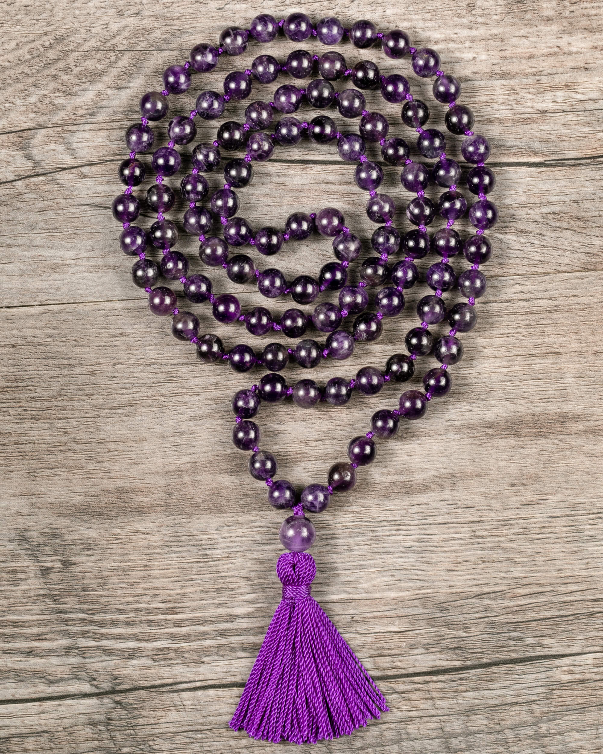 Japa Mala de Amatista 💜🛡️🔄 (8 mm) Protección, Purificación y Transmutación