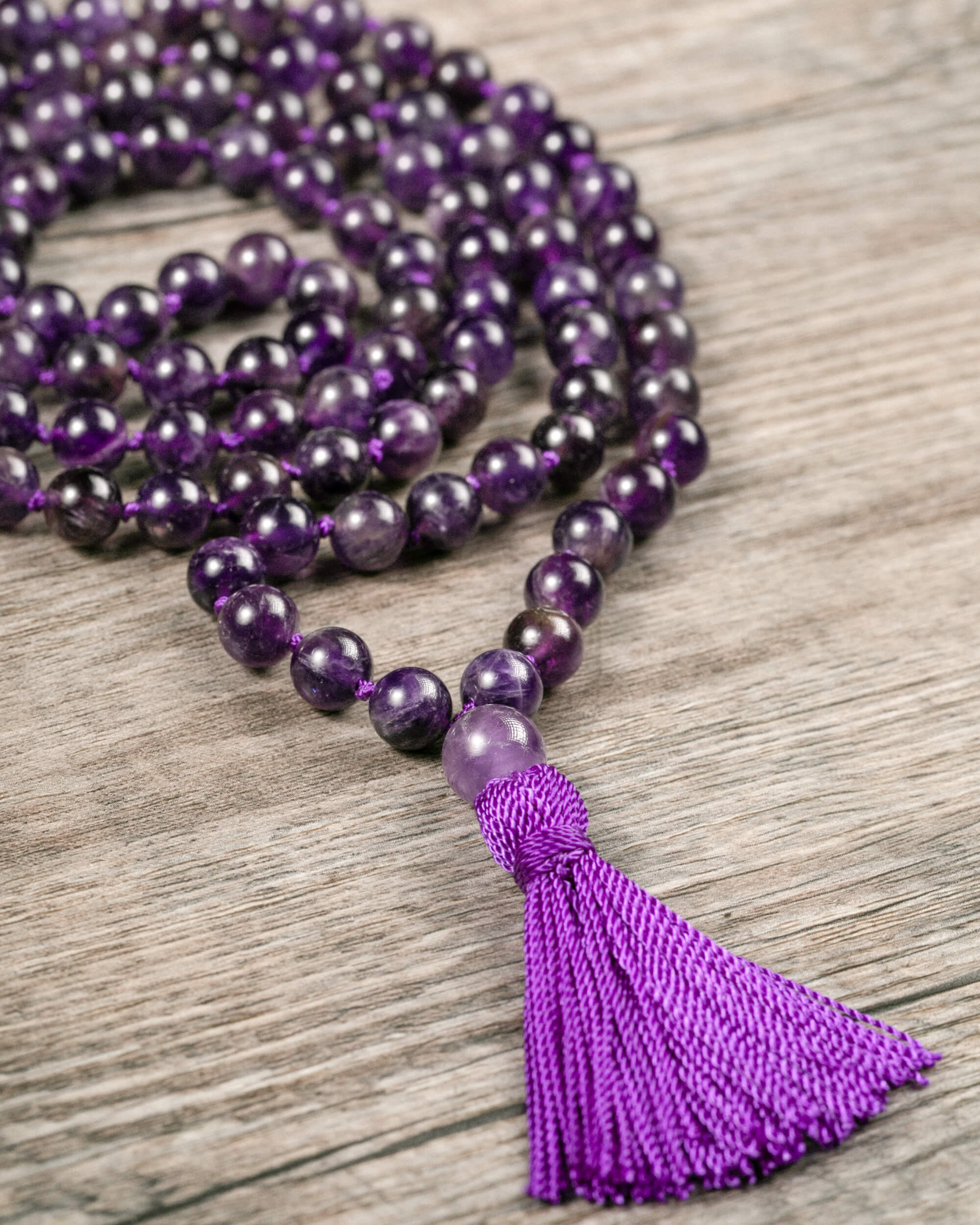 Japa Mala de Amatista 💜🛡️🔄 (8 mm) Protección, Purificación y Transmutación