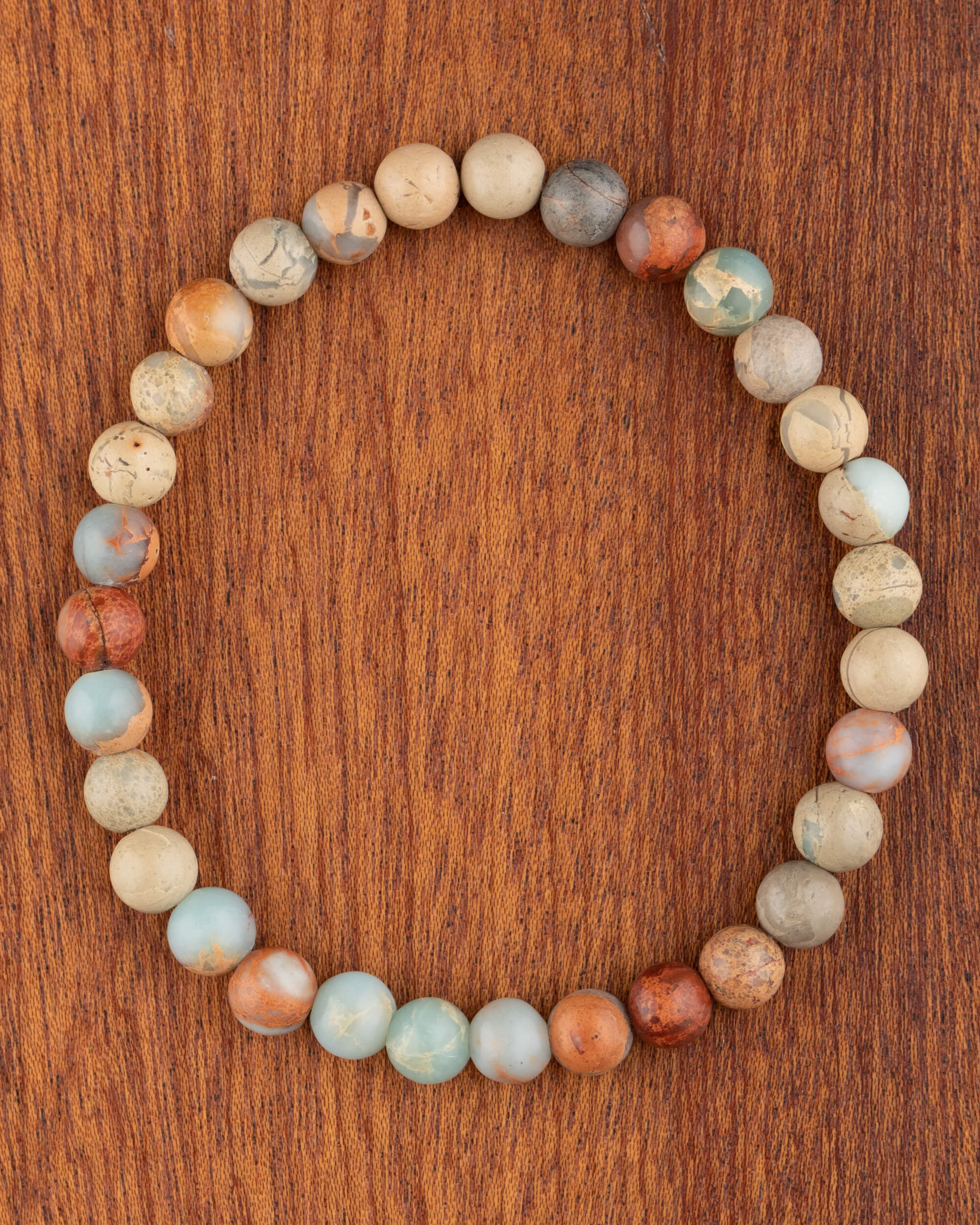 Pulsera de Shoushan de 6 mm, pieza completa con cuentas en tonos tierra