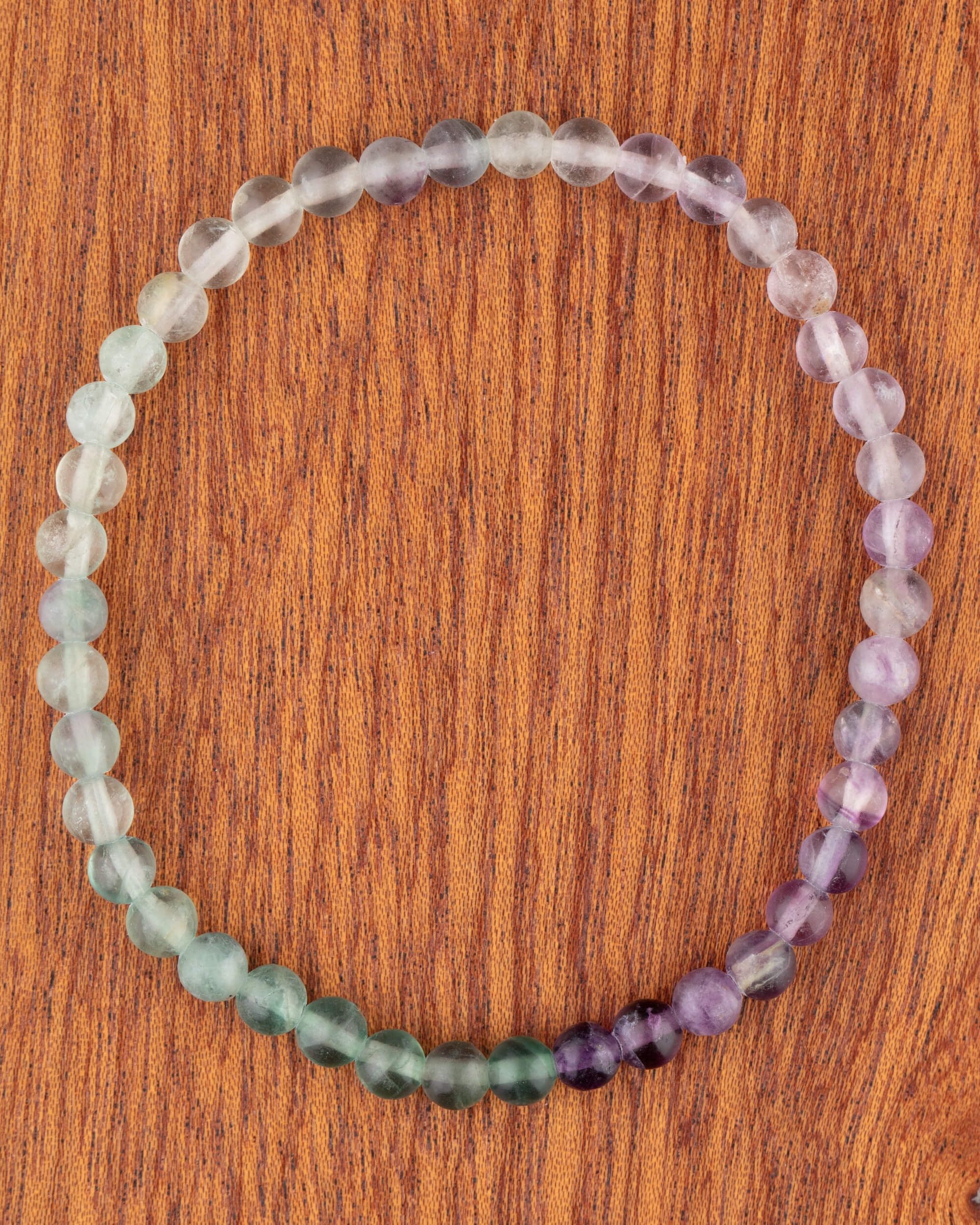 Pulsera de Fluorita de 4 mm, pieza completa con degradado de morado a verde
