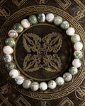 Pulsera de Ágata Arbol de 8 mm, pieza completa en círculo sobre soporte grabado