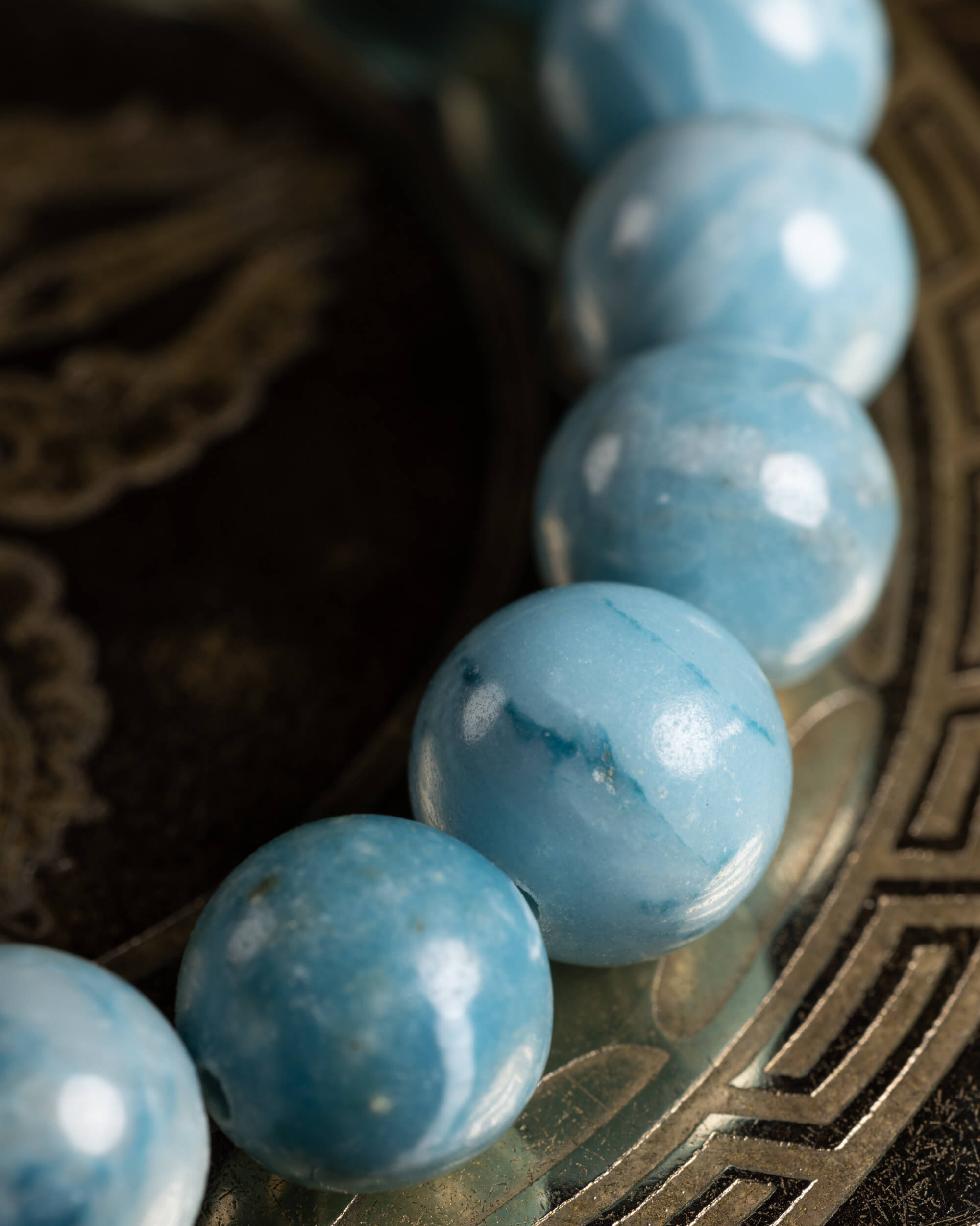 Pulsera de Larimar 🐋💬🔓 (10 mm) Comunicación, Fortaleza y Liberación