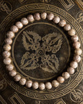 Pulsera de Maifanita de 6 mm, pieza completa sobre base metalica grabada