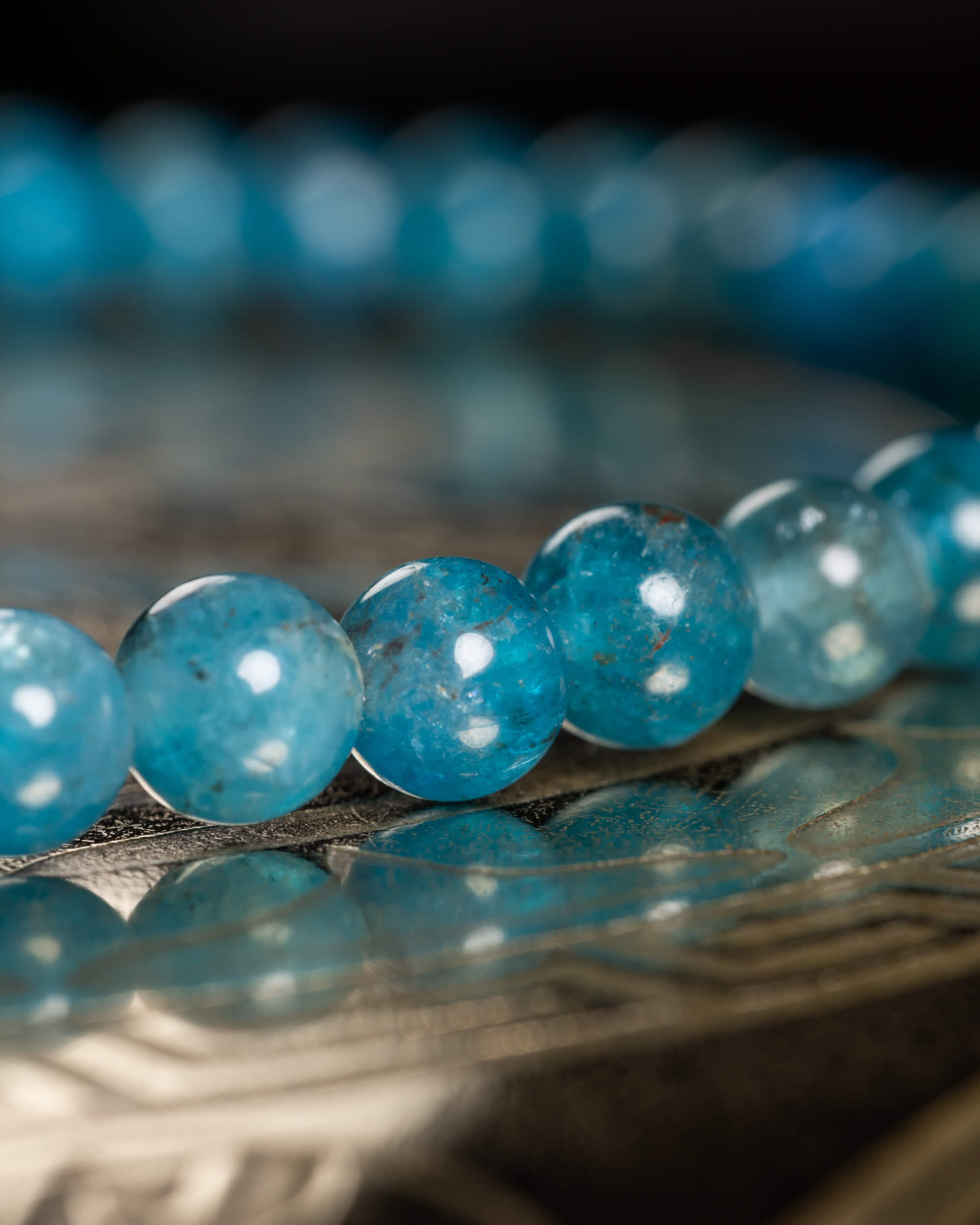 Pulsera de Apatita Azul  🔷💡👁️ (4 mm) Limpieza, Visión e Inspiración