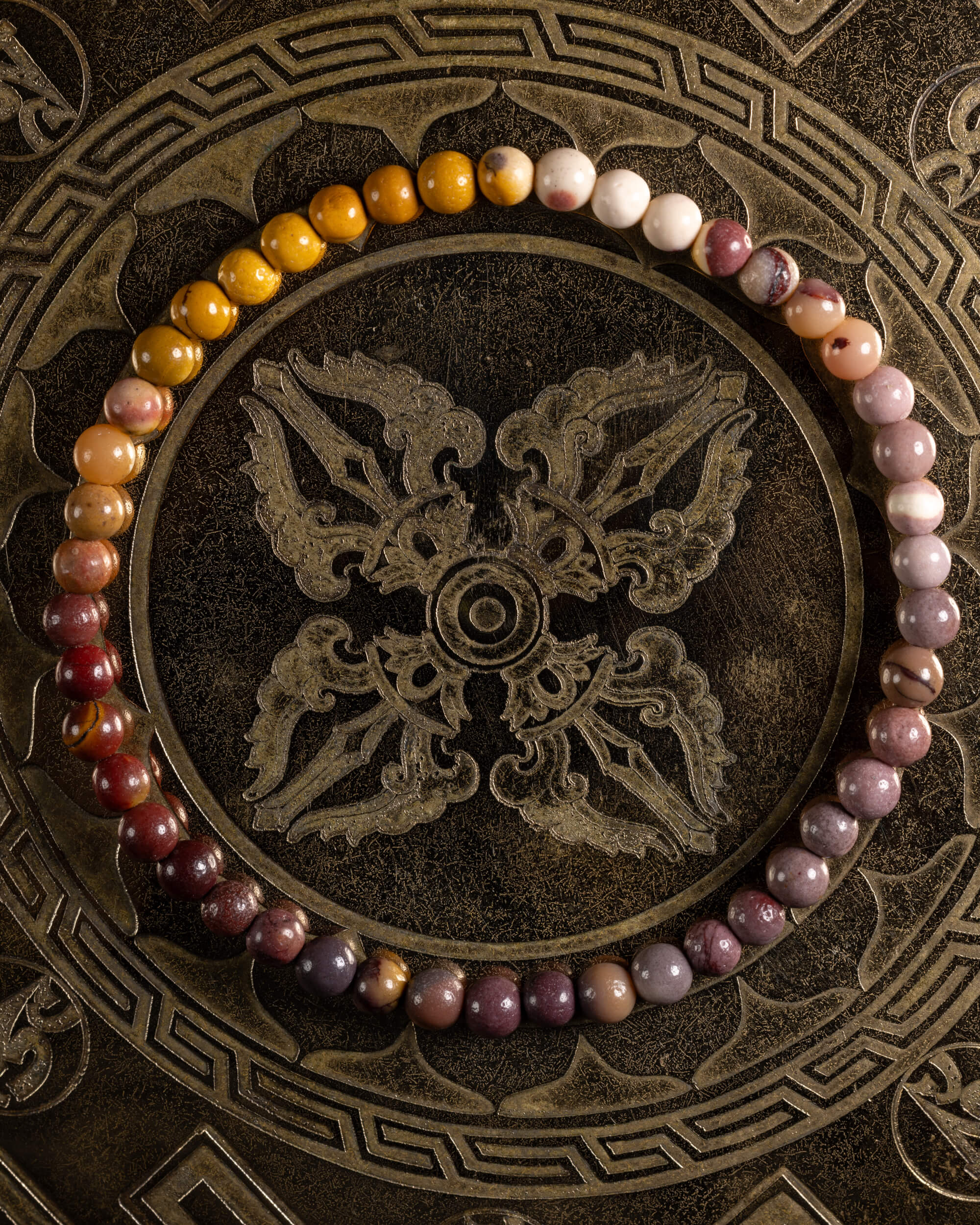 Pulsera de Jaspe Mokaita de 4 mm, pieza completa en círculo con degradado de tonos tierra