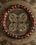 Pulsera de Ojo de Tigre Rojo de 6 mm, pieza completa sobre disco grabado