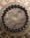 Pulsera de Madera de Ebano tallada con flor de loto, pieza completa en círculo