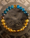 Pulsera Tamanuiterā de 8 mm, pieza completa sobre placa grabada con motivo oriental