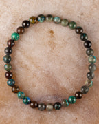 Pulsera de Crisocola de 6 mm, pieza completa sobre superficie clara