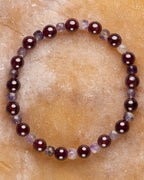 Pulsera de Granate Estrella y Amatista, pieza completa en círculo