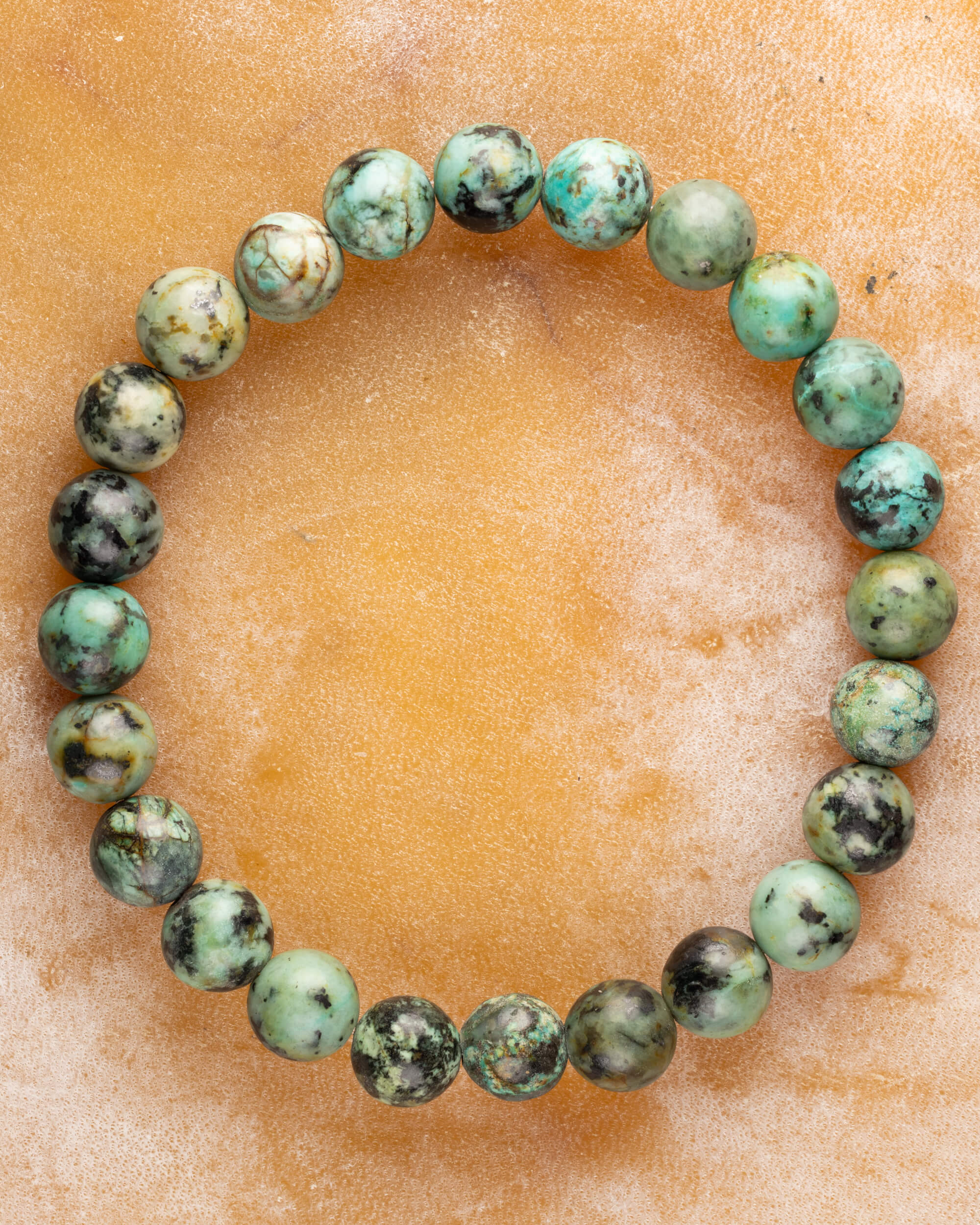 Pulsera de Turquesa Africana 🌍🦉💬 (8 mm) Evolución, Sabiduría y Comunicación