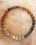 Pulsera de Jaspe Oceánico de 6 mm, pieza completa en círculo con mezcla de colores