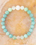 Pulsera Zodiacal Cáncer de 8 mm, pieza completa con Piedra Luna, Crisoprasa y Amazonita