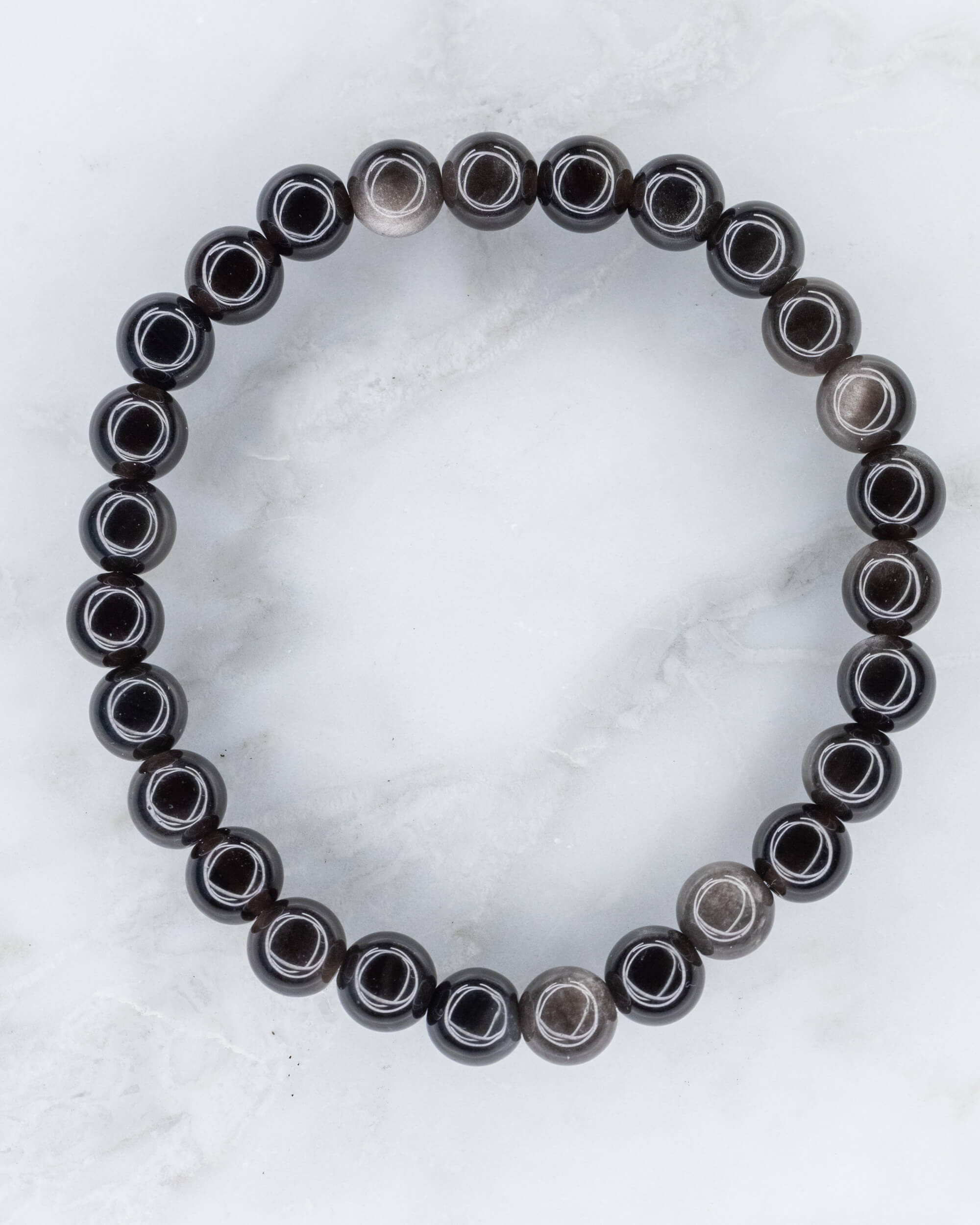 Pulsera de Obsidiana Plateada 🌒🛡️👁️  (8 mm) Protección e Introspección