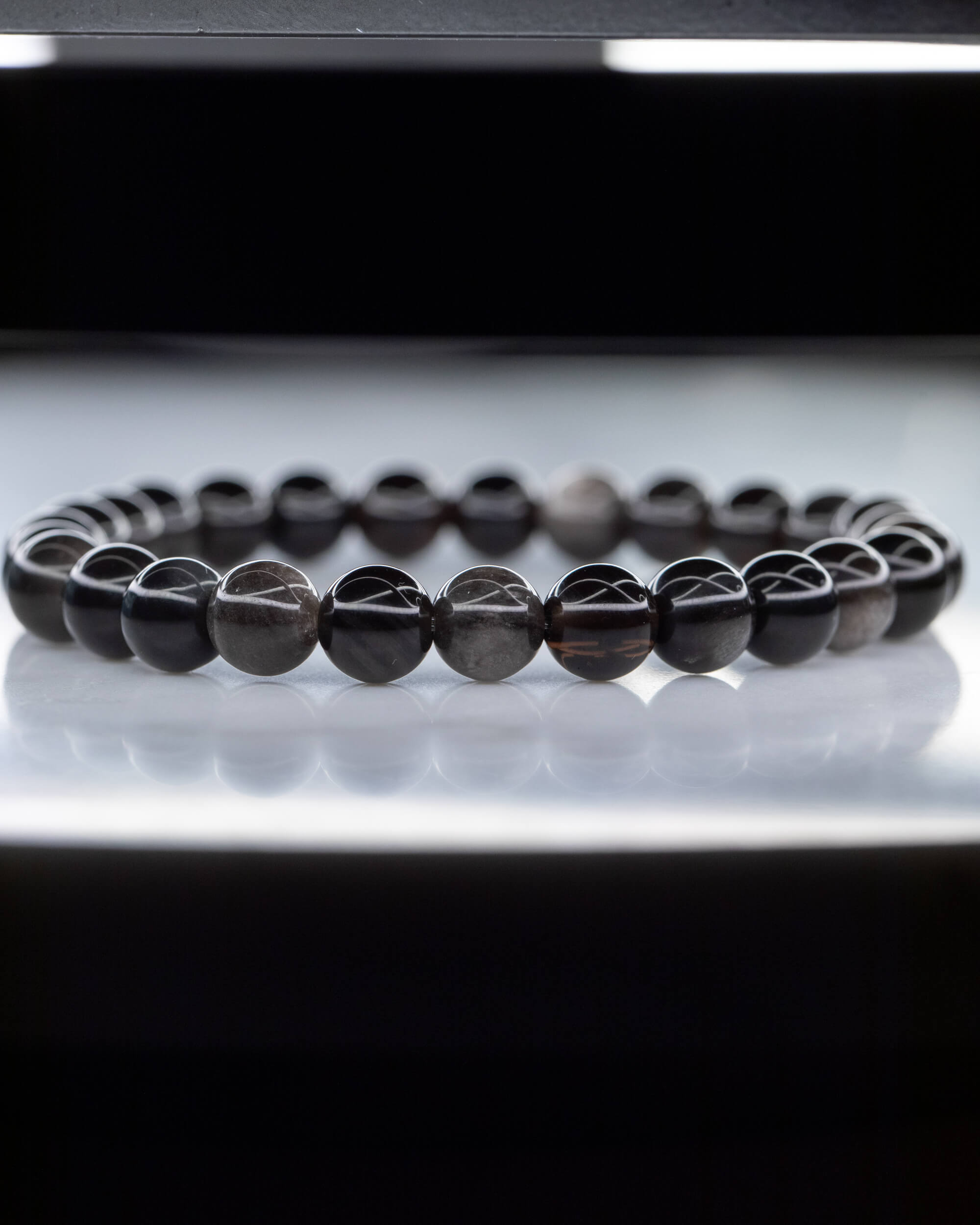 Pulsera de Obsidiana Plateada 🌒🛡️👁️  (8 mm) Protección e Introspección