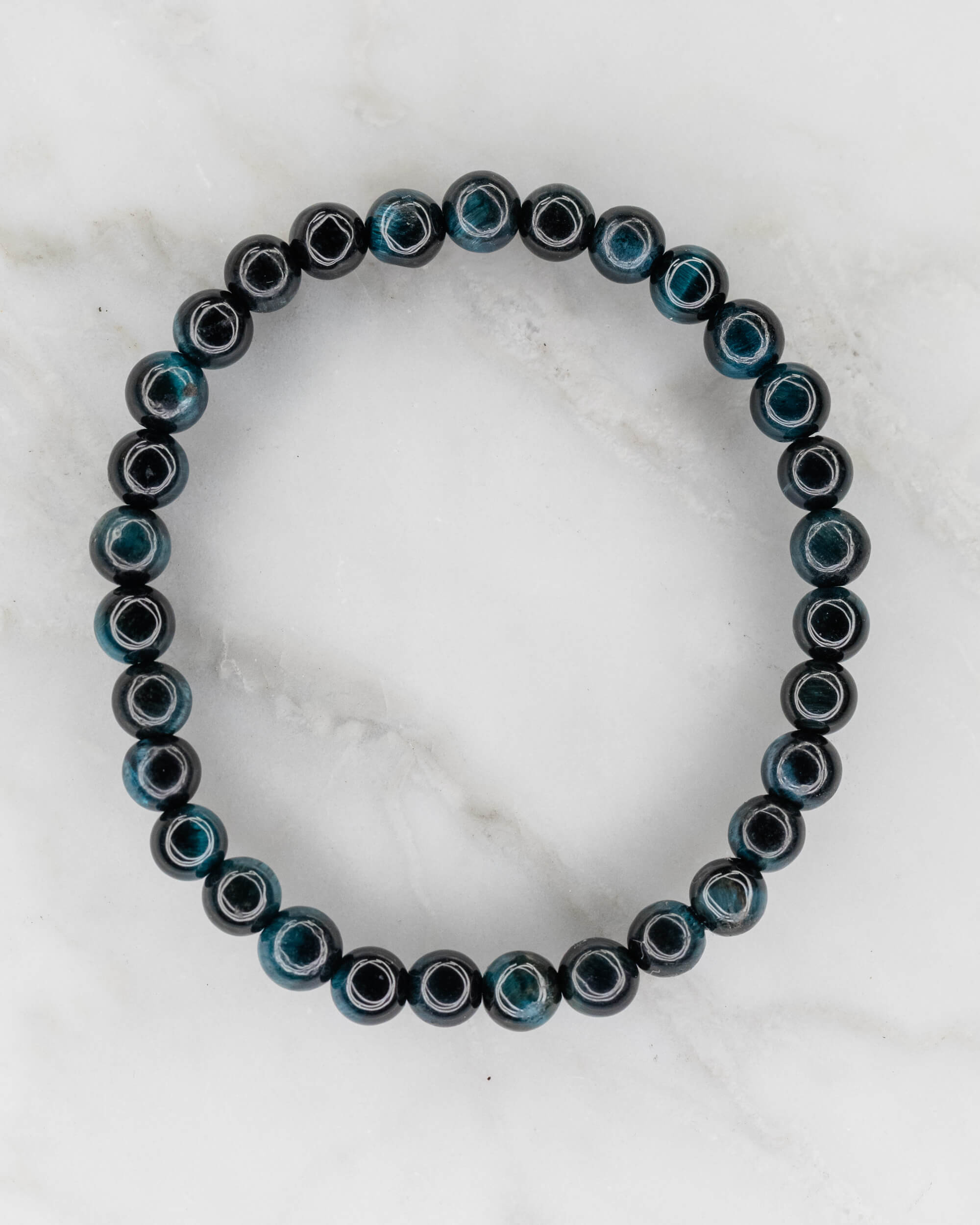 Pulsera de Ojo de Tigre Negro y Azul 🐅🗣️🎯 (6 mm) Comunicación y Estabilidad