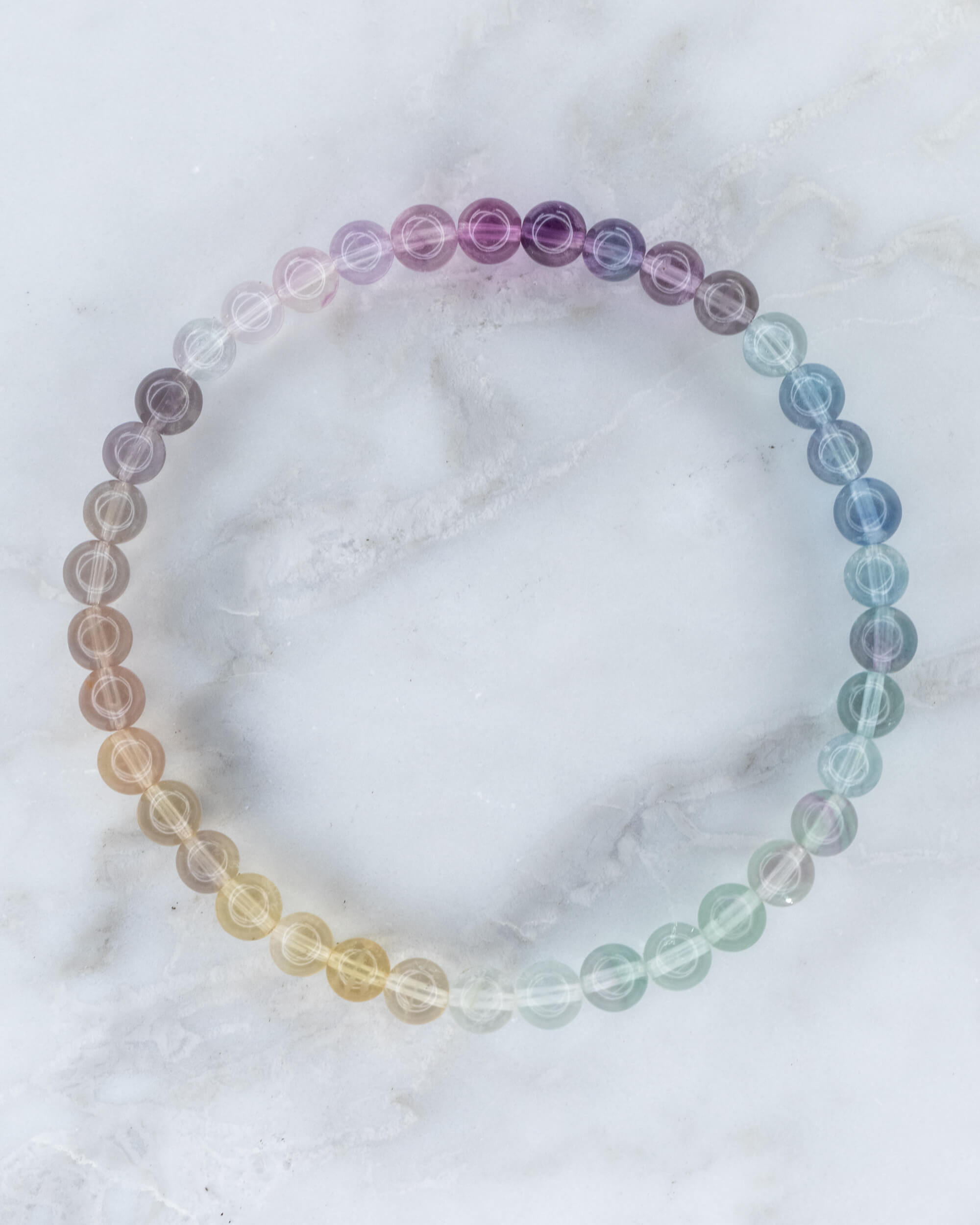 Pulsera de Fluorita Arcoíris 💧⚖️🌈 (6 mm) Fluidez Sin Resistencia y Claridad