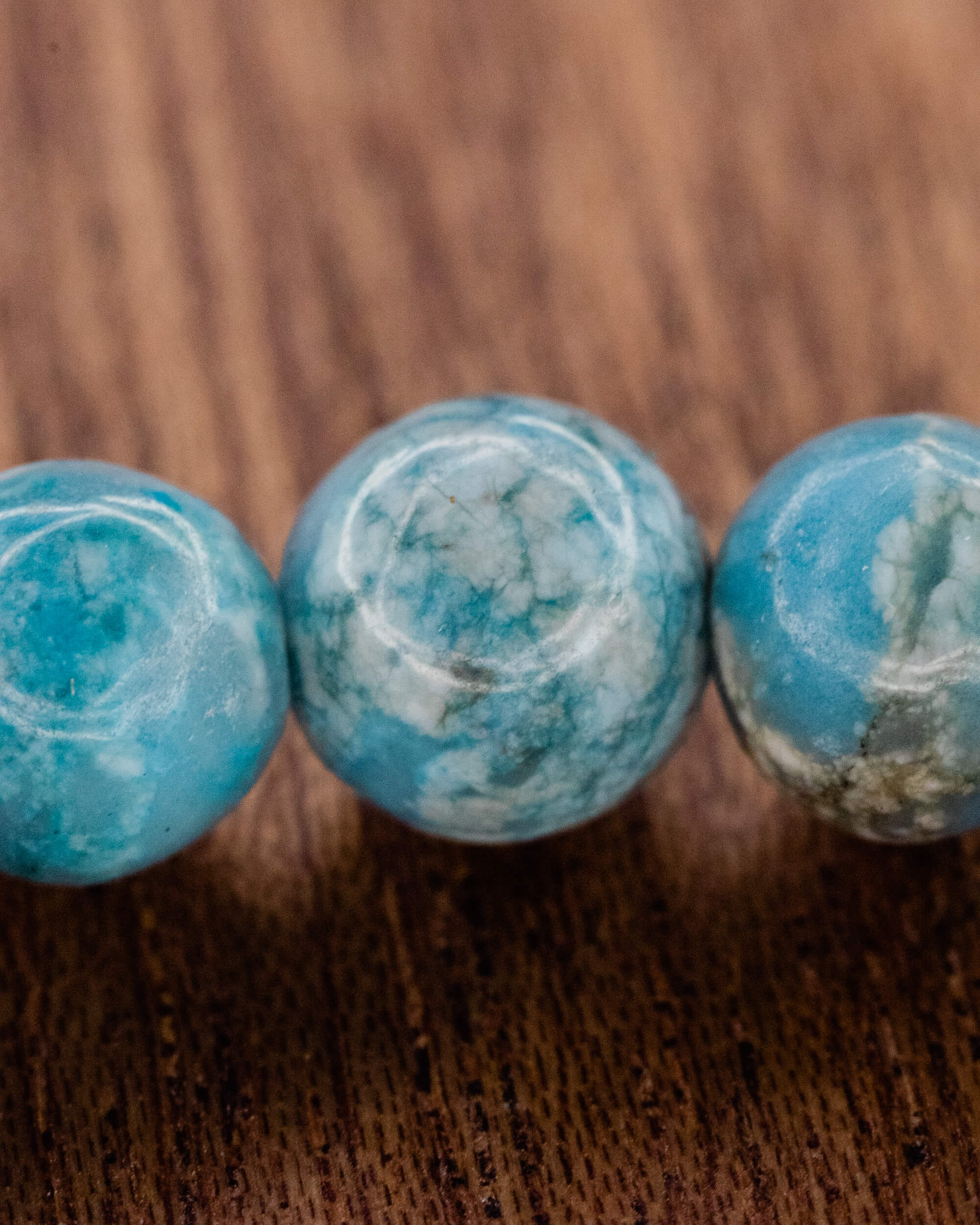 Pulsera de Larimar 🐋💬🔓 (6 mm) Comunicación, Fortaleza y Liberación