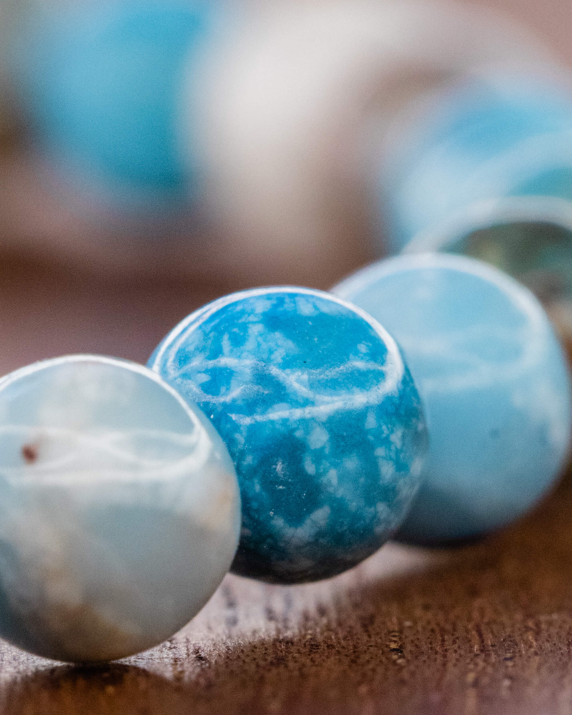 Pulsera de Larimar 🐋💬🔓 (6 mm) Comunicación, Fortaleza y Liberación