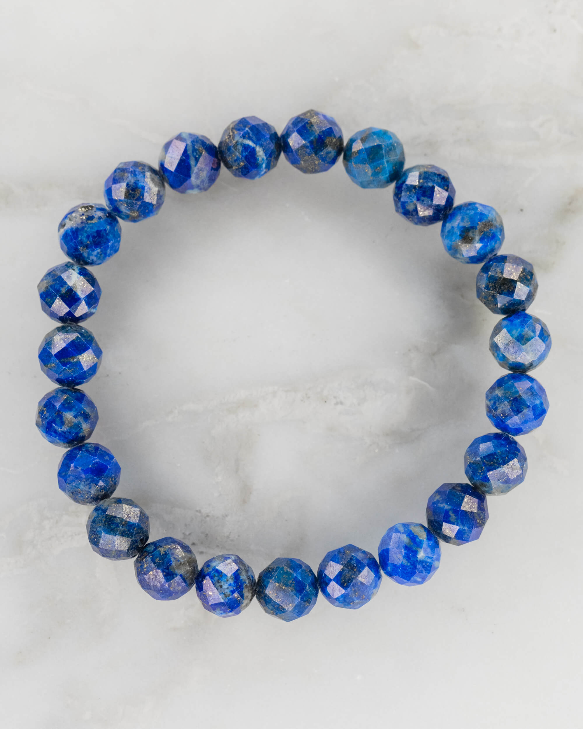 Pulsera de Lapislázuli Facetada 🔵🪞🌌 (8 mm) Intuición y Autoconocimiento