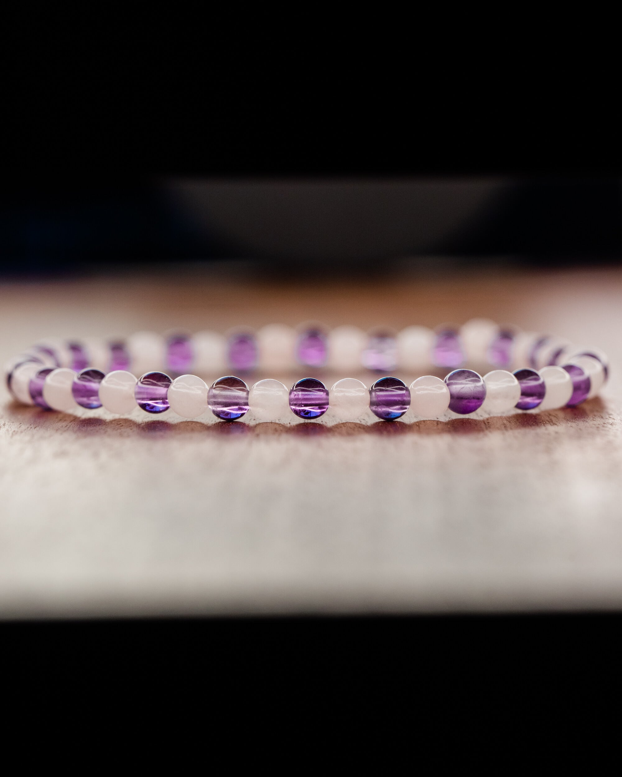 Pulsera de Amatista y Cuarzo Rosa 💜🛡️💖 (4 mm) Amor Universal y Transmutación