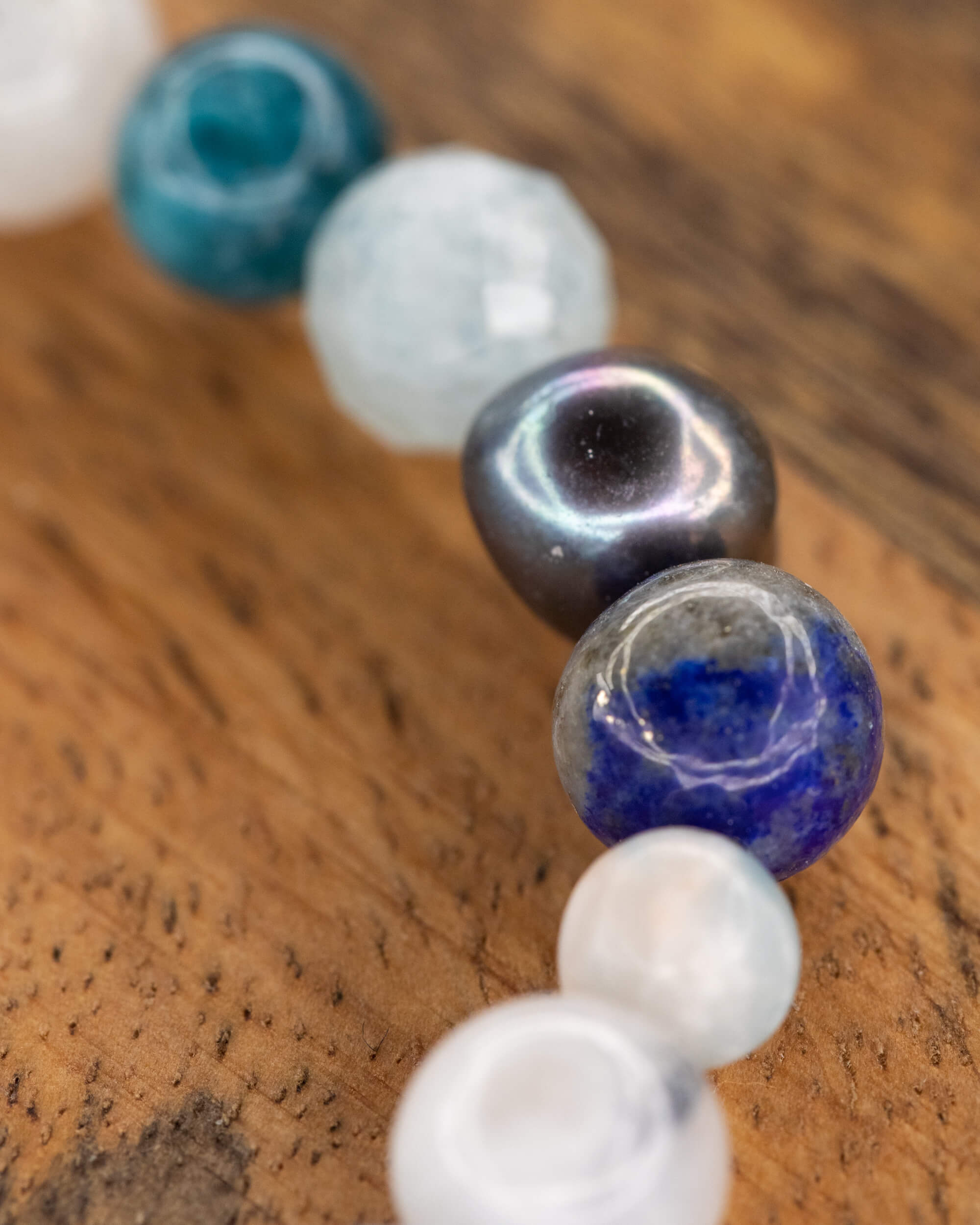 Pulsera Mix de Minerales Azules 🌊🔵🌙 (6-8 mm)