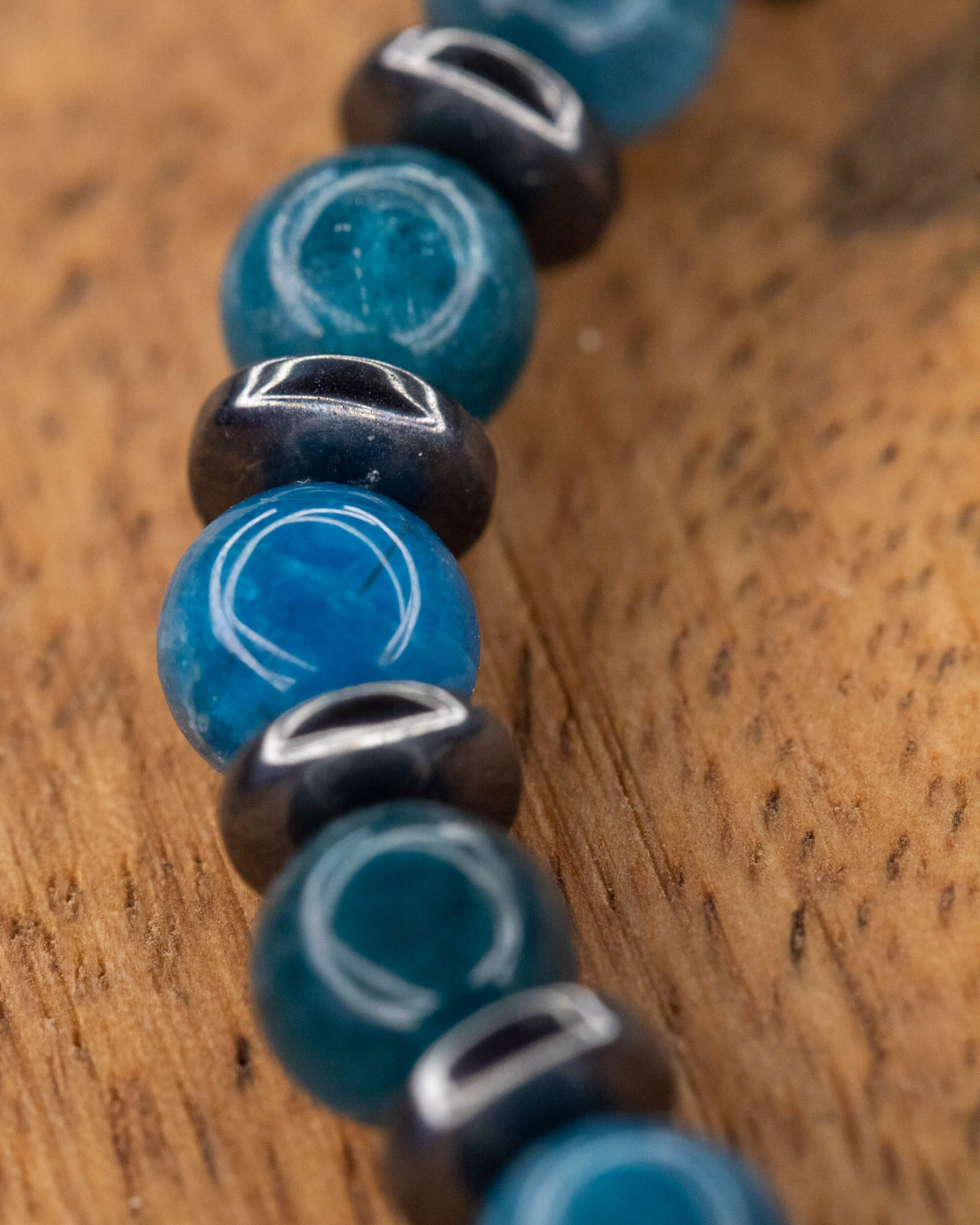 Pulsera de Apatita Azul y Hematita  🔷🧲👁️ (6 mm y 2x4 mm) Visión y Manifestación