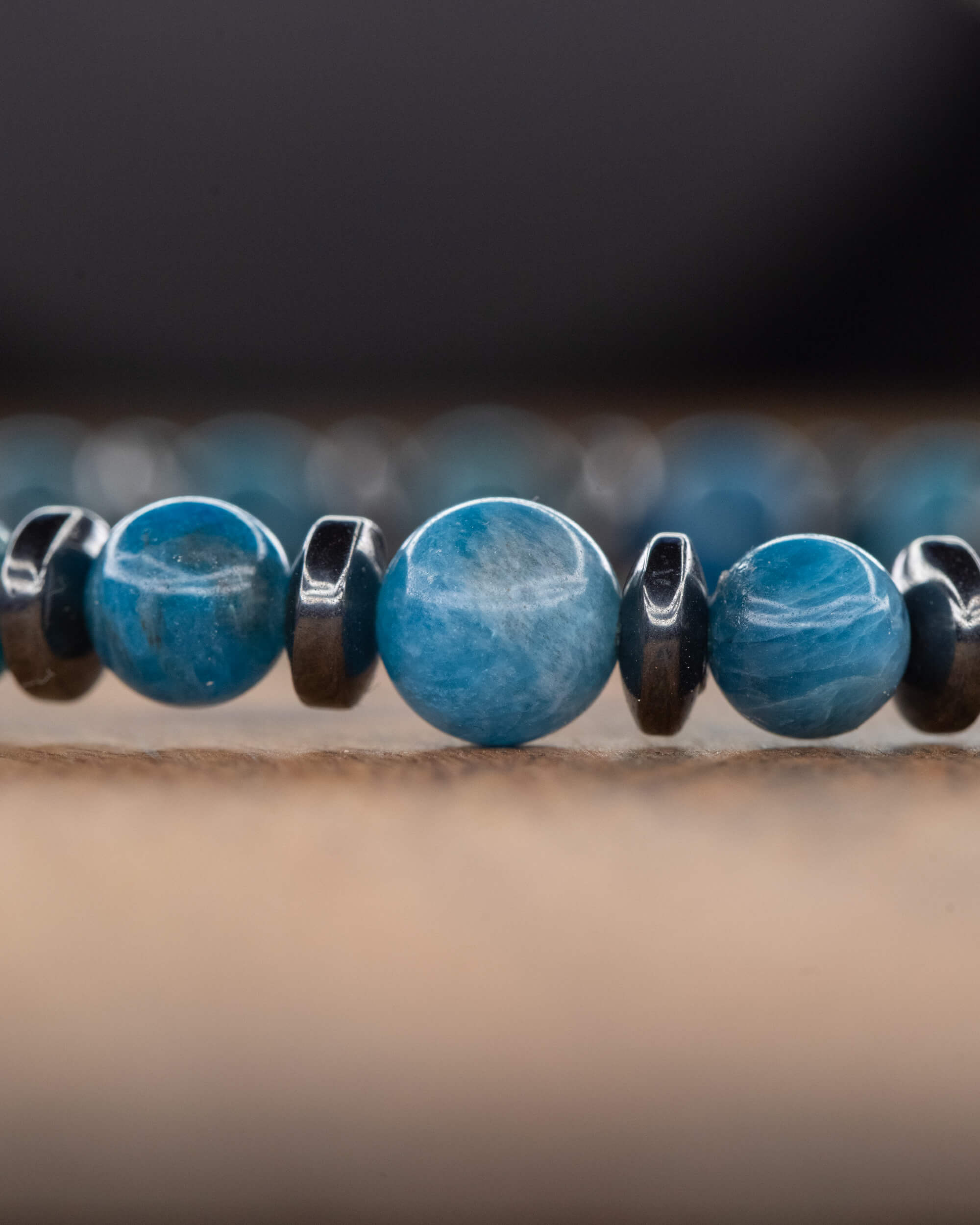 Pulsera de Apatita Azul y Hematita  🔷🧲👁️ (6 mm y 2x4 mm) Visión y Manifestación