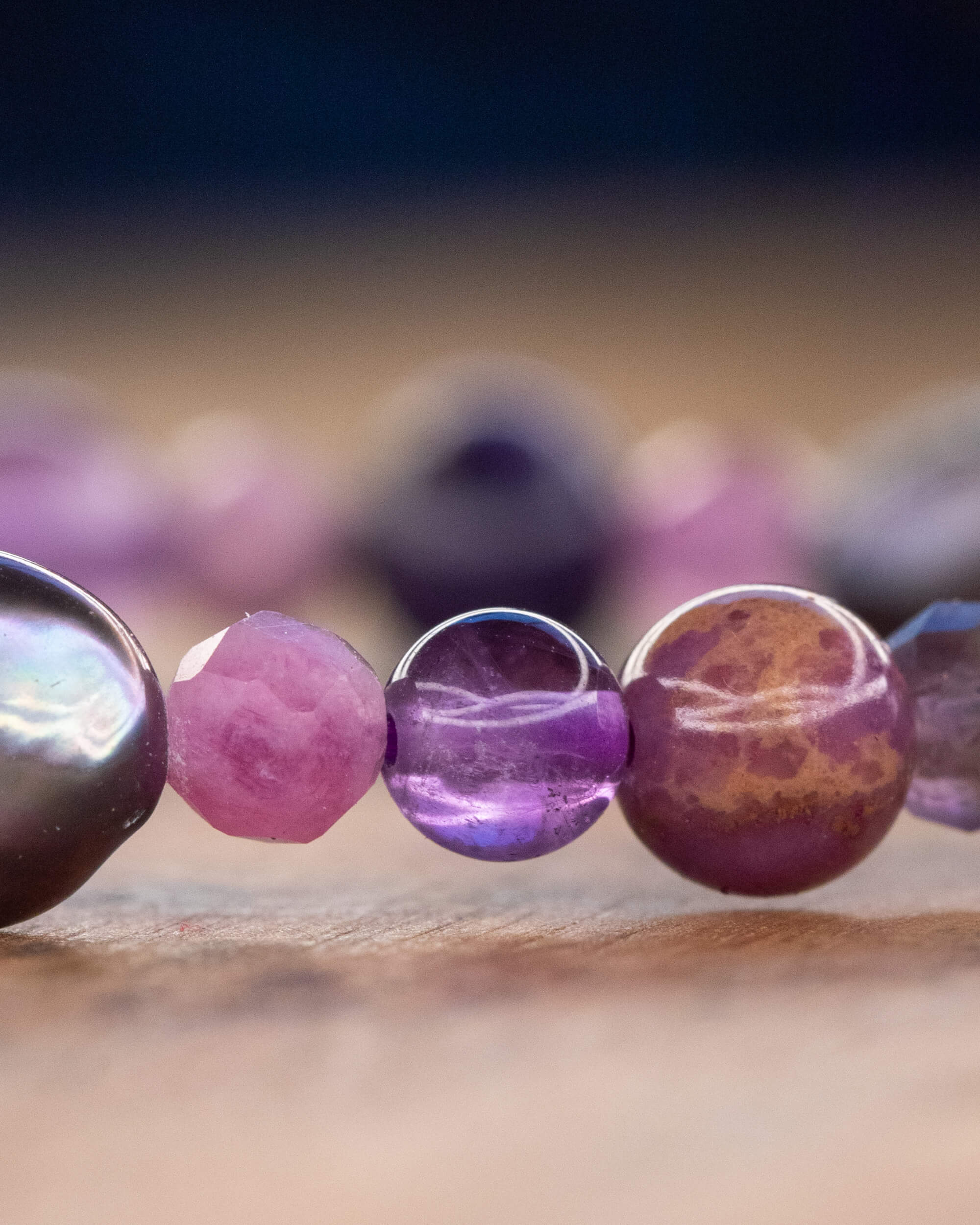 Pulsera Mix de Minerales Morados 💜🔮🎆 (4-6 mm)