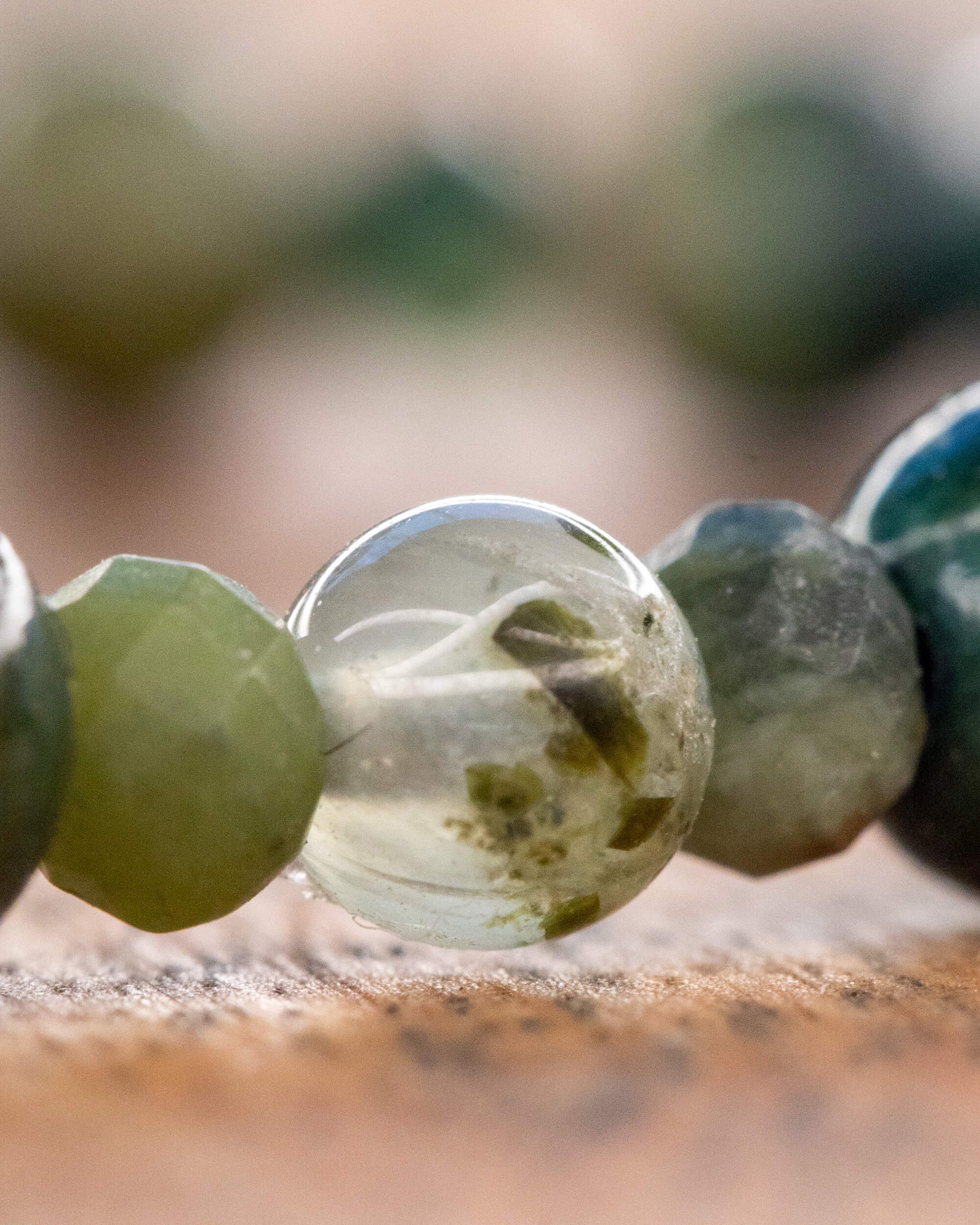 Pulsera Mix de Minerales Verdes 🌿💚🐉 (4-6 mm)