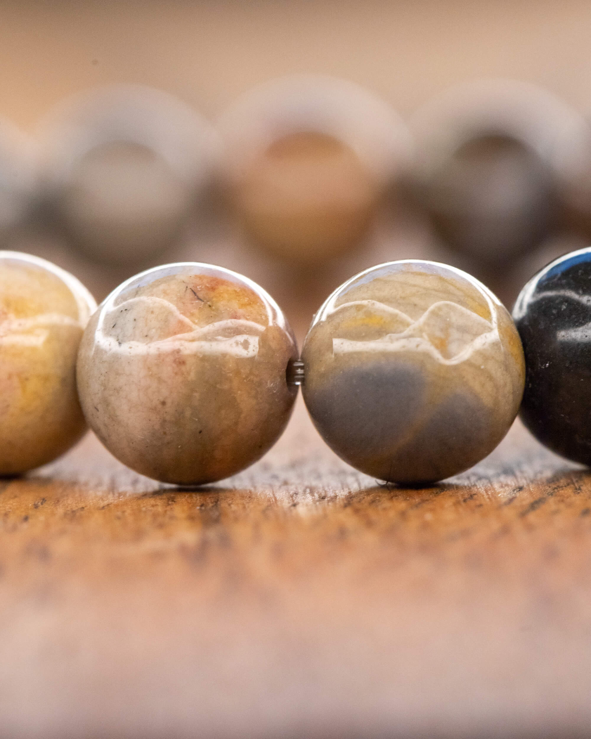 Pulsera de Madera Petrificada 🌳🪵⏳ (8 mm) Paciencia y Crecimiento Constante